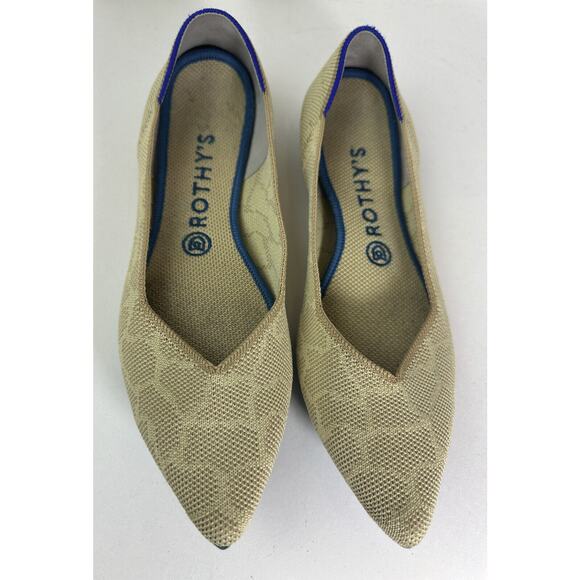 Rothy's Flat Pointed Toe Ballet Sahara Gold Printed Women's Slip On Shoes Size 9 - Picture 2 of 11